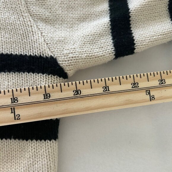 Elie Tahari Sweater Cream Navy Striped 1/4 Zip Pullover Coastal Preppy Size M - Picture 7 of 8